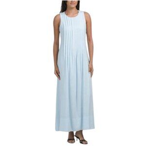 WHITE CLOSET Linen Blend Pleated Maxi Dress